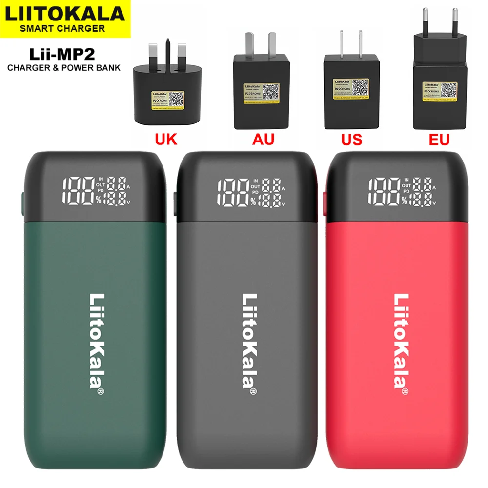 LiitoKala Lii-D4 Lii-C2 Lii-CH2 Lii-MP2 Universal 3.7V Battery Charger Fits 18650 21700 26650 17500 1.2V AA AAA SC Batteries