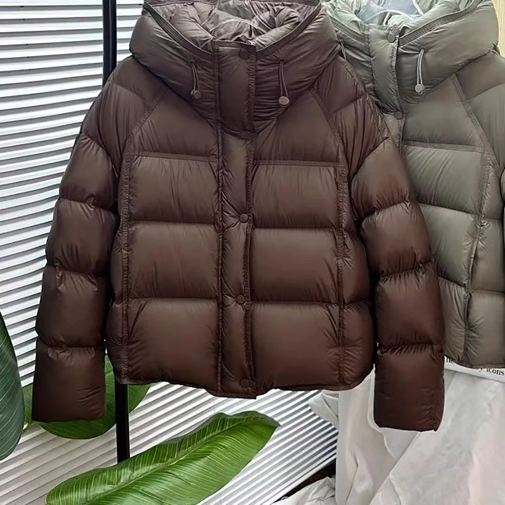 

Women Puff Short Hooded Cotton Coats 2025 Winter New Thick Warm Solid Color Fluffy Outerwears Casual All-Match Thicken Parkas