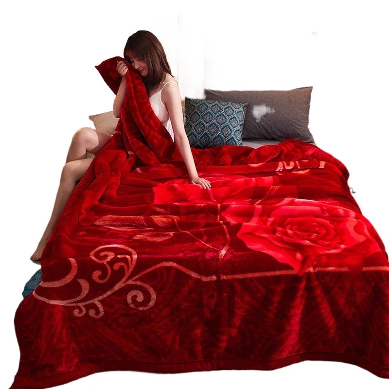 

Super soft feel double thick double winter blanket warm coral single bed blanket