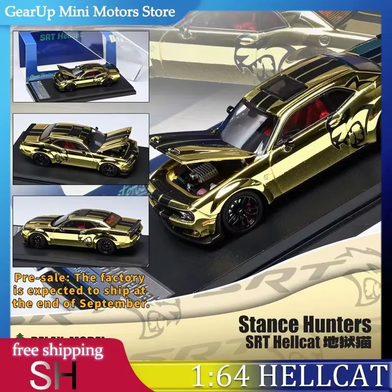 

Новая модель автомобиля Stance Hunters 1:64 Dodge Challenger Hellcat из сплава, новый цвет, с открывающимися дверями, модель маслкара, украшение, игрушка, подарок