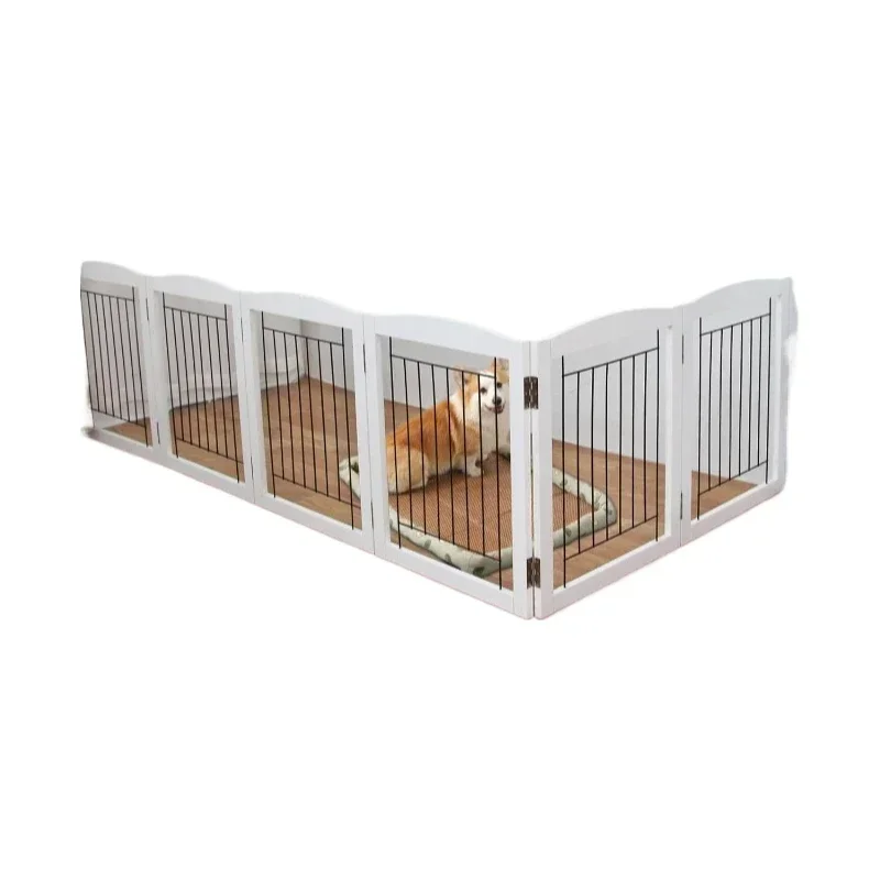 Cancello per cani pieghevole indipendente - extra largo alto, in legno bianco |   per proprietari di cani |   Interni/Scale/Porte