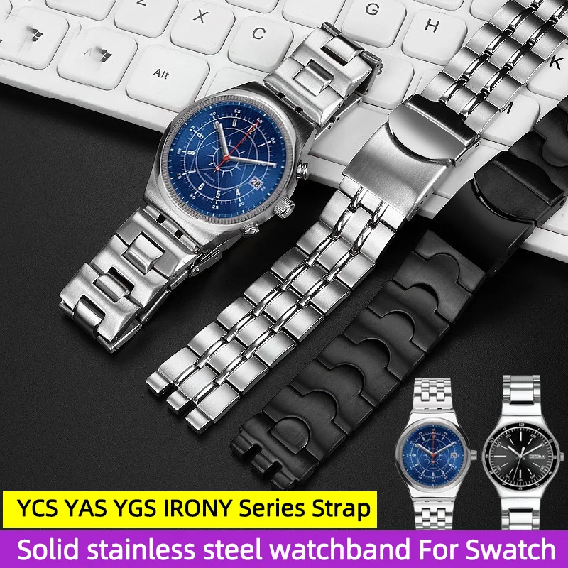 19mm for Swatch YCS YAS YGS IRONY Series Strap Solid Stainless Steel Watchband Men\'s /Women\'s Metal Bracelet Watch Accessories