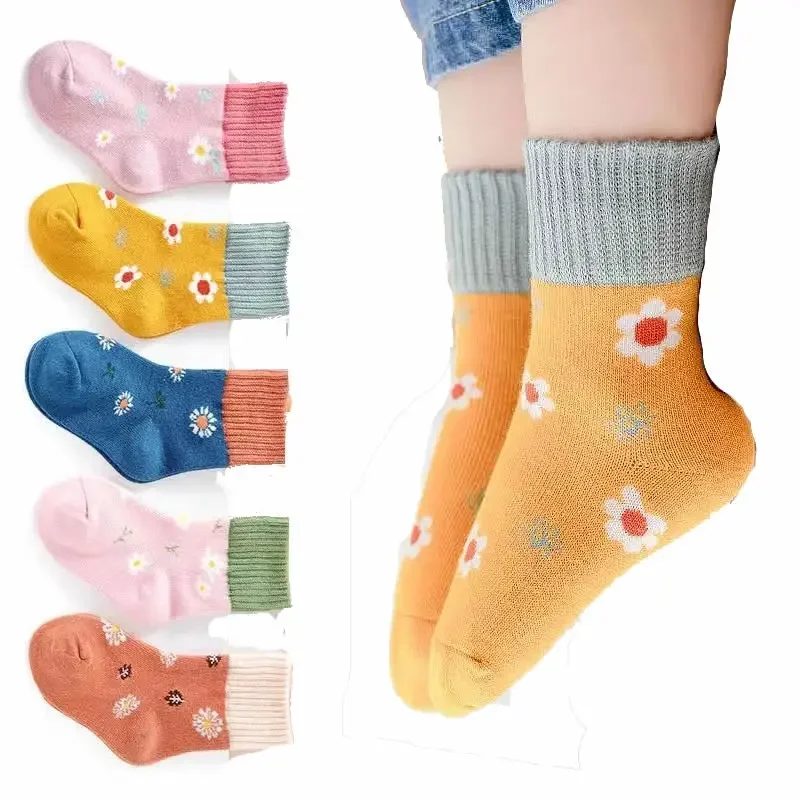 5 Paar Kinder Jungen Socken Tennis Kinder Sport Schule Studenten Socken Frühling Herbst Weiche Baumwolle Kleinkind Mid Tube Mädchen Sportsocke
