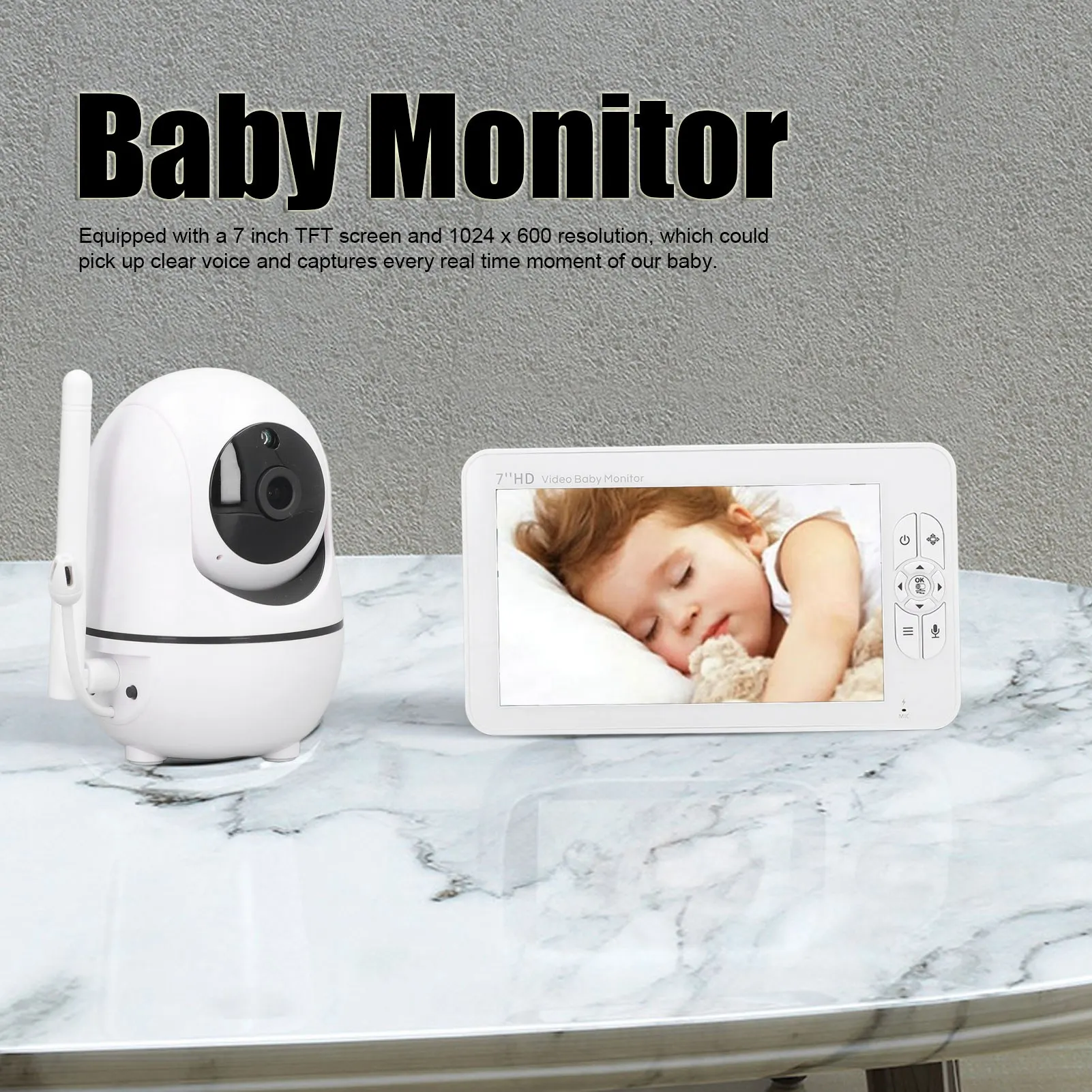 7 In Baby Monitor HD Screen Video 960ft Long Range Two Way Audio Temp Detection Pan Tilt Home Security Camera