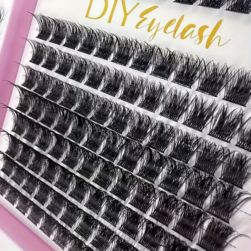 384本入り DCurl まつげエクステキット ナチュラル＆ふわふわ 10-18mm クラスタ プロ仕様 ホームビューティー用品、再利用可能、グルー付き
