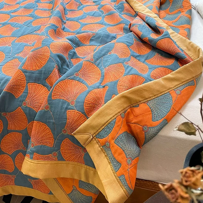 Luxurious Triple-layered 100% Cotton Gauze Blanket for Queen/King Bed, Multi-functional Usage As Summer Quilt or Bedspread