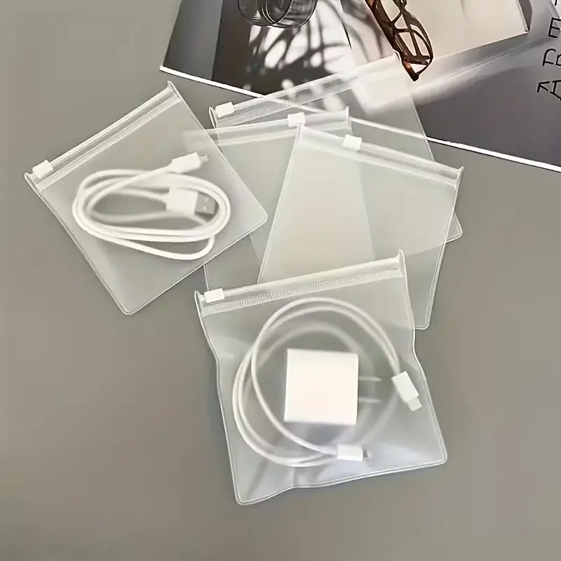 2or10pcs Reusable EVA Zipper Bags, Transparent PVC, Air Holes, for Cables, Chargers, Small Parts, Durable Closure
