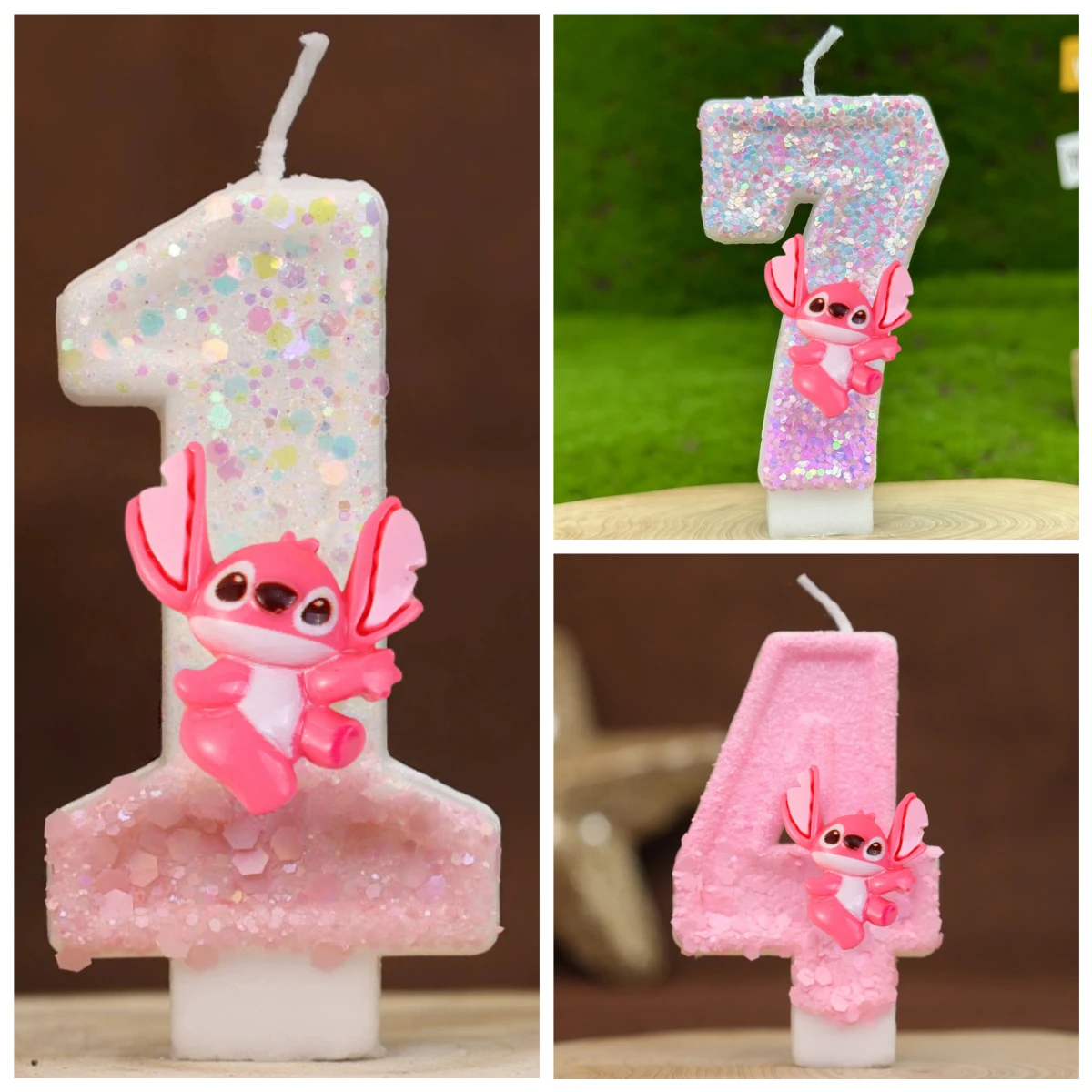 جديد أنيمي ليلو وستيتش 0-9 عدد شمعة لطيف ثلاثية الأبعاد Kawaii غرزة شخصية كرتونية كعكة حفلة المكونات في كعكة عيد ميلاد الديكور