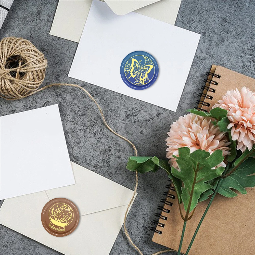 Wax Seal Stamps Cat Dog Butterfly Pattern Spaceman Sun Moon Abstract Design for DIY Greeting Card Decor Sealing Wax Stamper 2024