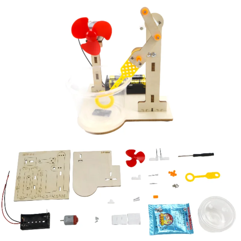 1pcs Wooden Bubble Machine Science Kit Hand Crank DIY Educational Toy Physics Learning Stem Project Birthday Gift for Kids DIY