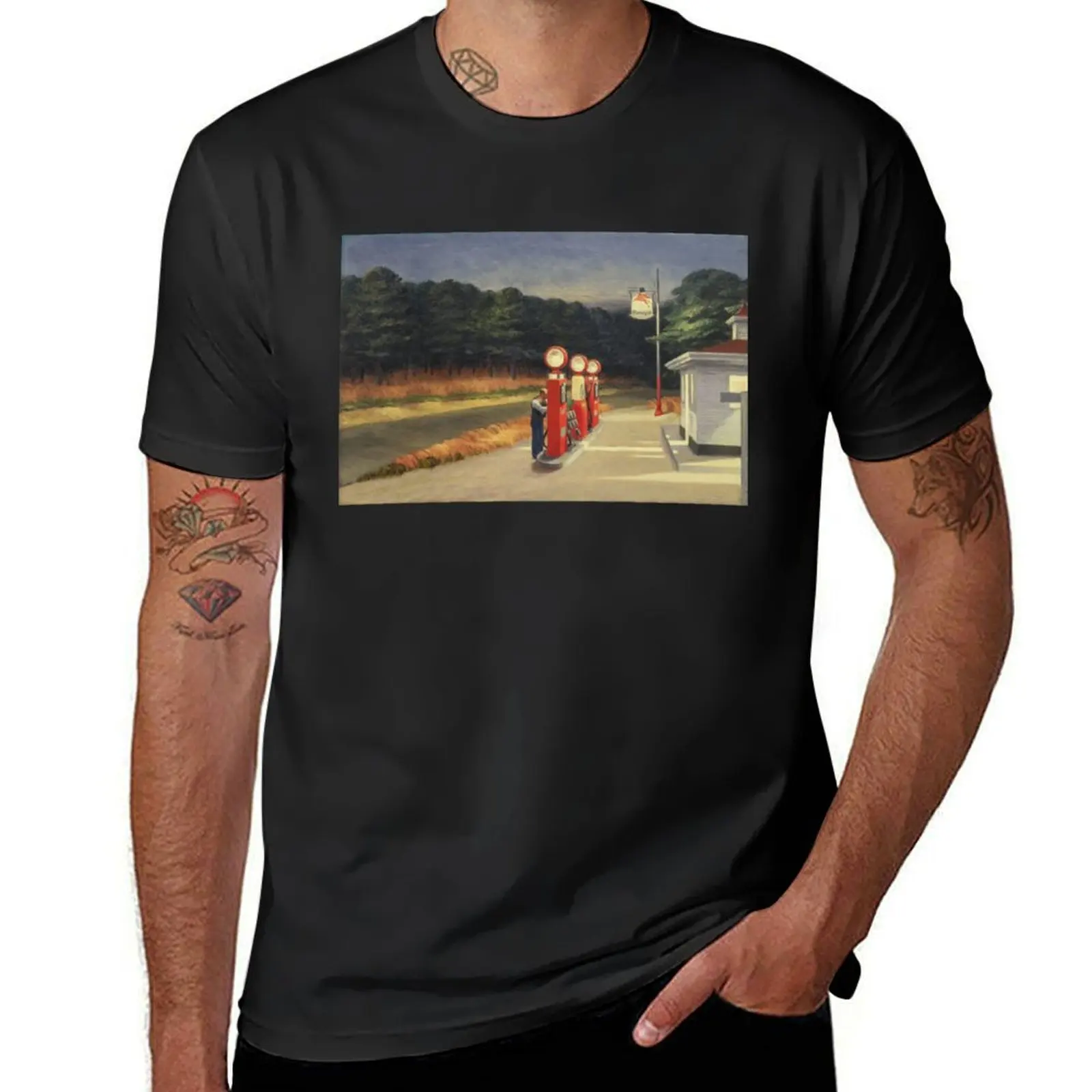 Gas by Edward Hopper T-Shirt tees summer top sublime mens vintage t shirts