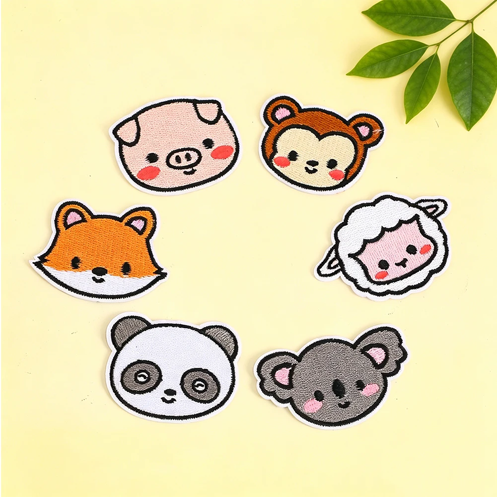 Niedliche Q-Version Tier-Aufbügler Komplettset: Koala, Panda, Fuchs, Schaf, Schwein, Affe – für Kinder-Hoodies, Canvas-Taschen, DIY-Deko und Reparaturen – Detail 2