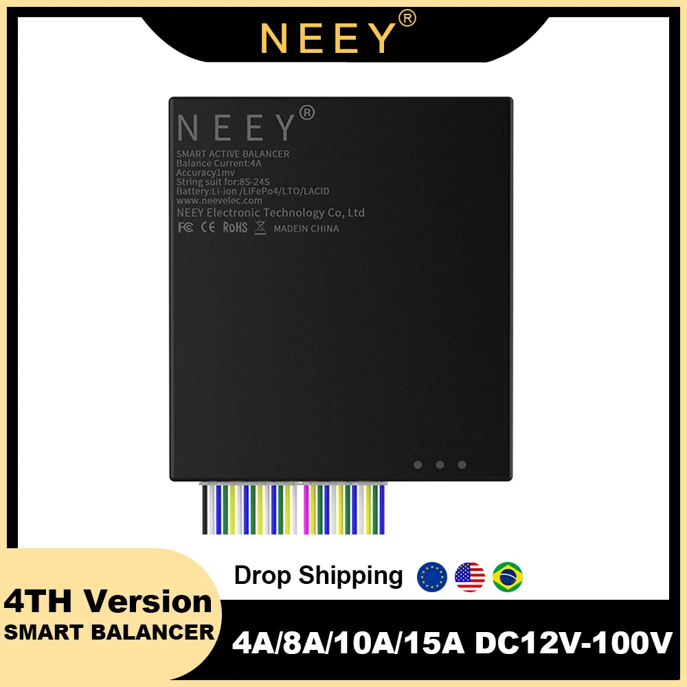 NEEY 4A 8A 10A 15A Smart Active Balancer 3S 4S 5S 6S  8S 14S 16S 20S 21S 22S 24S Lifepo4 / Li-ion/ LTO Battery Equalization