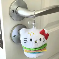 LLavero de hamburguesa de Hello Kitty de dibujos animados, muñeco de peluche Kawaii, colgante de bolsa, juguete de Anime, regalo para pareja de niñas