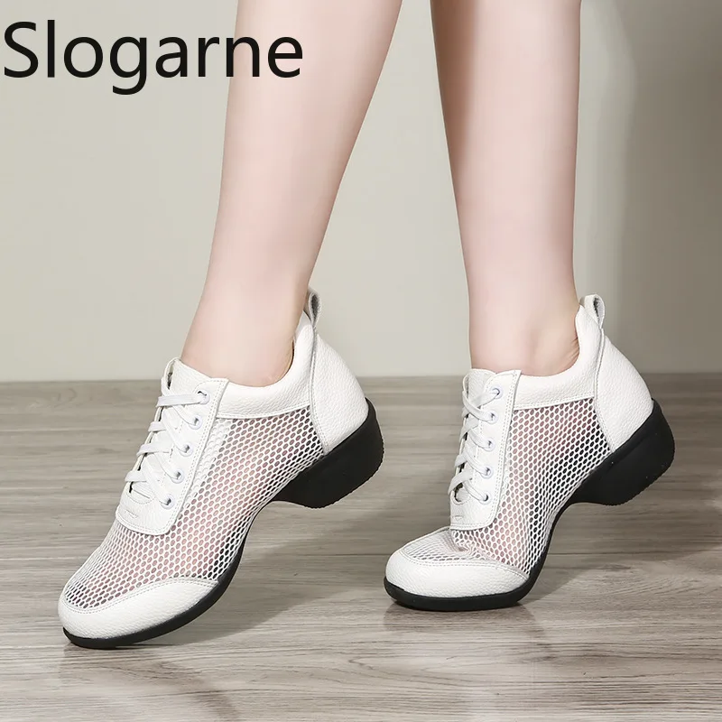 Women Hollowed Latin Shoes Soft Modern Jazz Dance Shoes Girl Tango Ballroom Dancing Heels Sandals 2026 New Summer Dance Sneakers