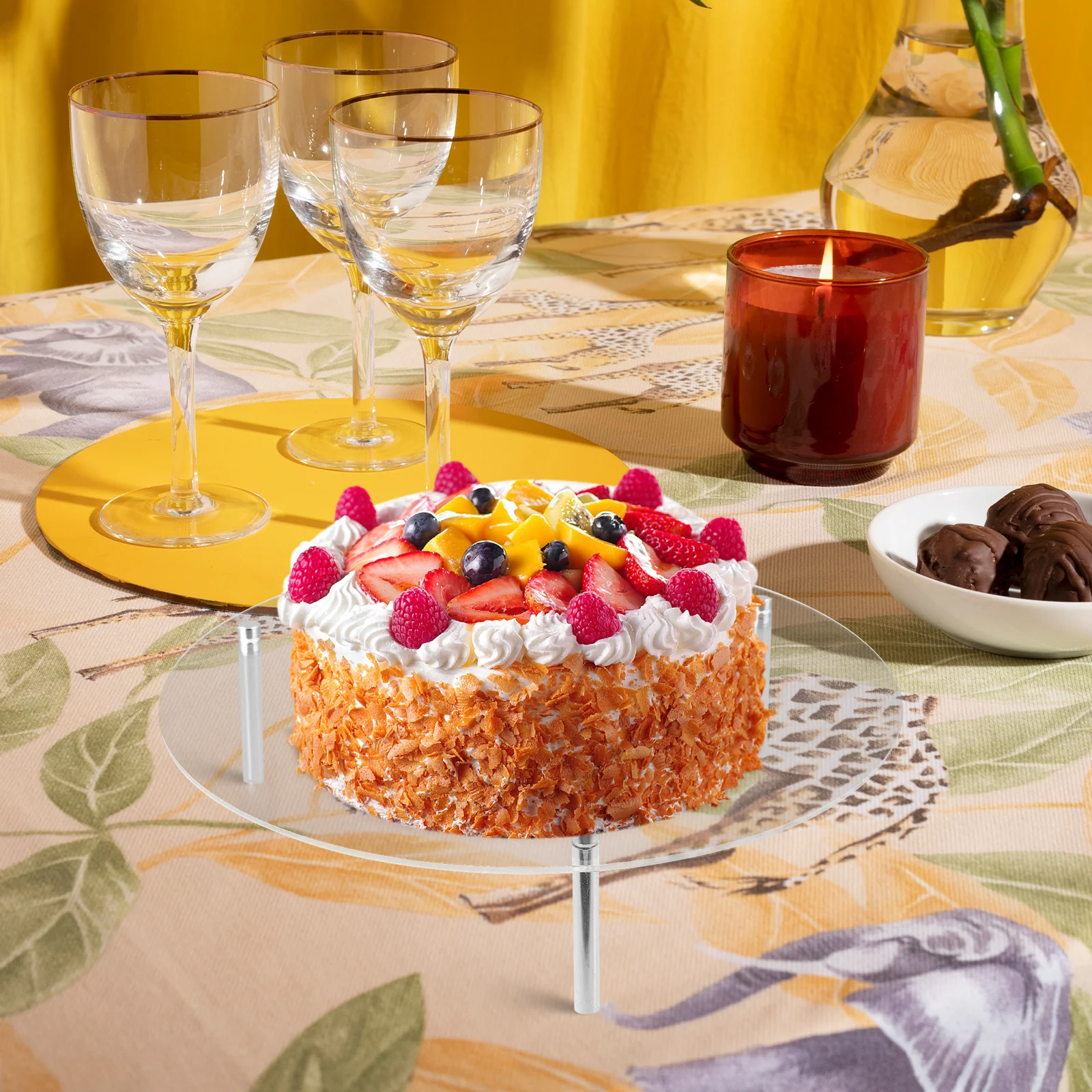 

2 Sets Acrylic Cake Display Stand Stands for Dessert Table Birthday Holder Tier Candy Serving Tray Metal