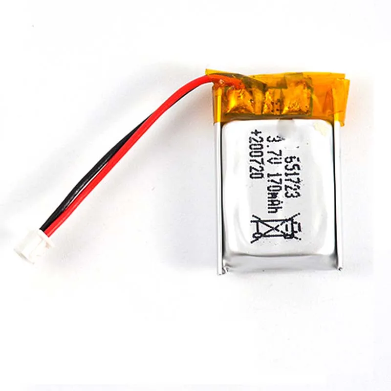 

2/5/10/20 Pcs 3.7V 170mAh 651723 Lithium Polymer Ion Battery 2.0mm JST Connector