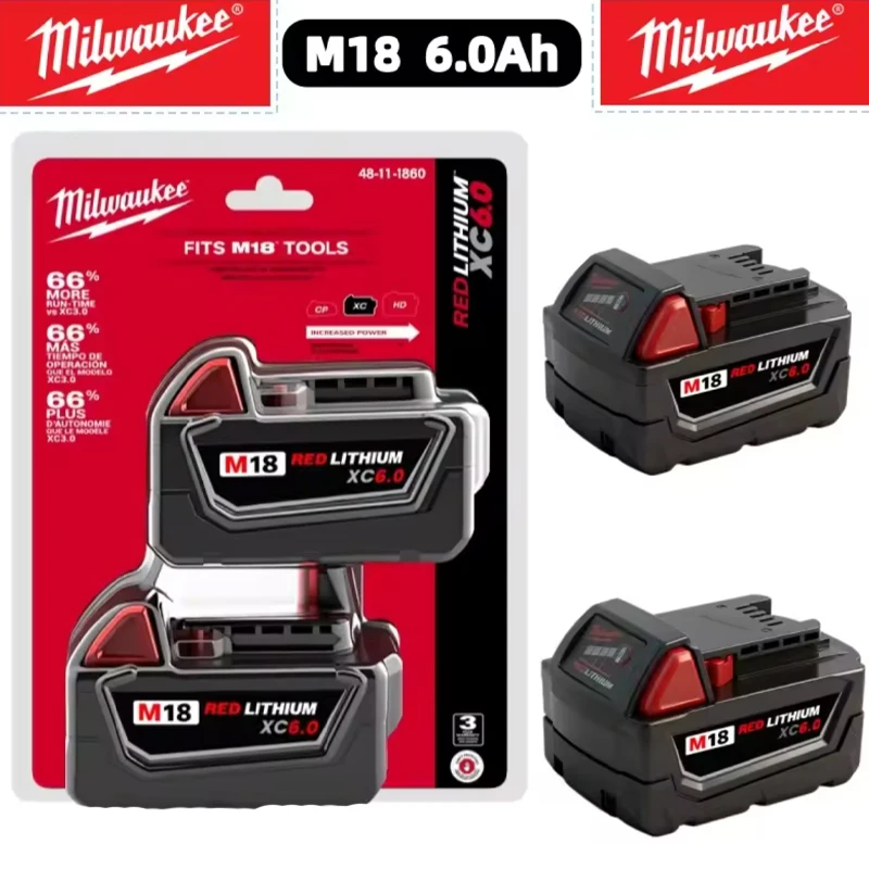 

M18B6 Compatible 18V 6.0Ah Lithium Battery – Replacement for Milwaukee M18 Tools | High Capacity Power Tool Battery Pack
