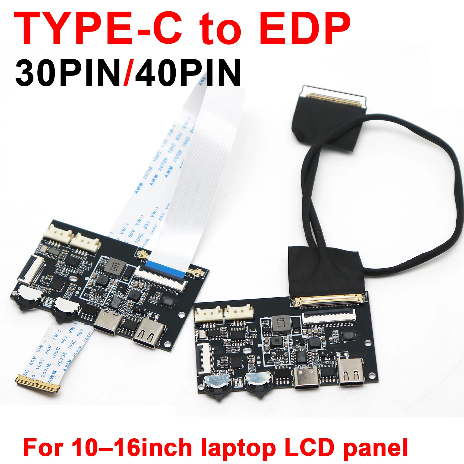 TYPE-C USB To EDP Display Driver Board 30PIN 40PIN 2K 4K 1080P LCD Projection Portable Monitor PHONE 10-16inch Laptop Screen