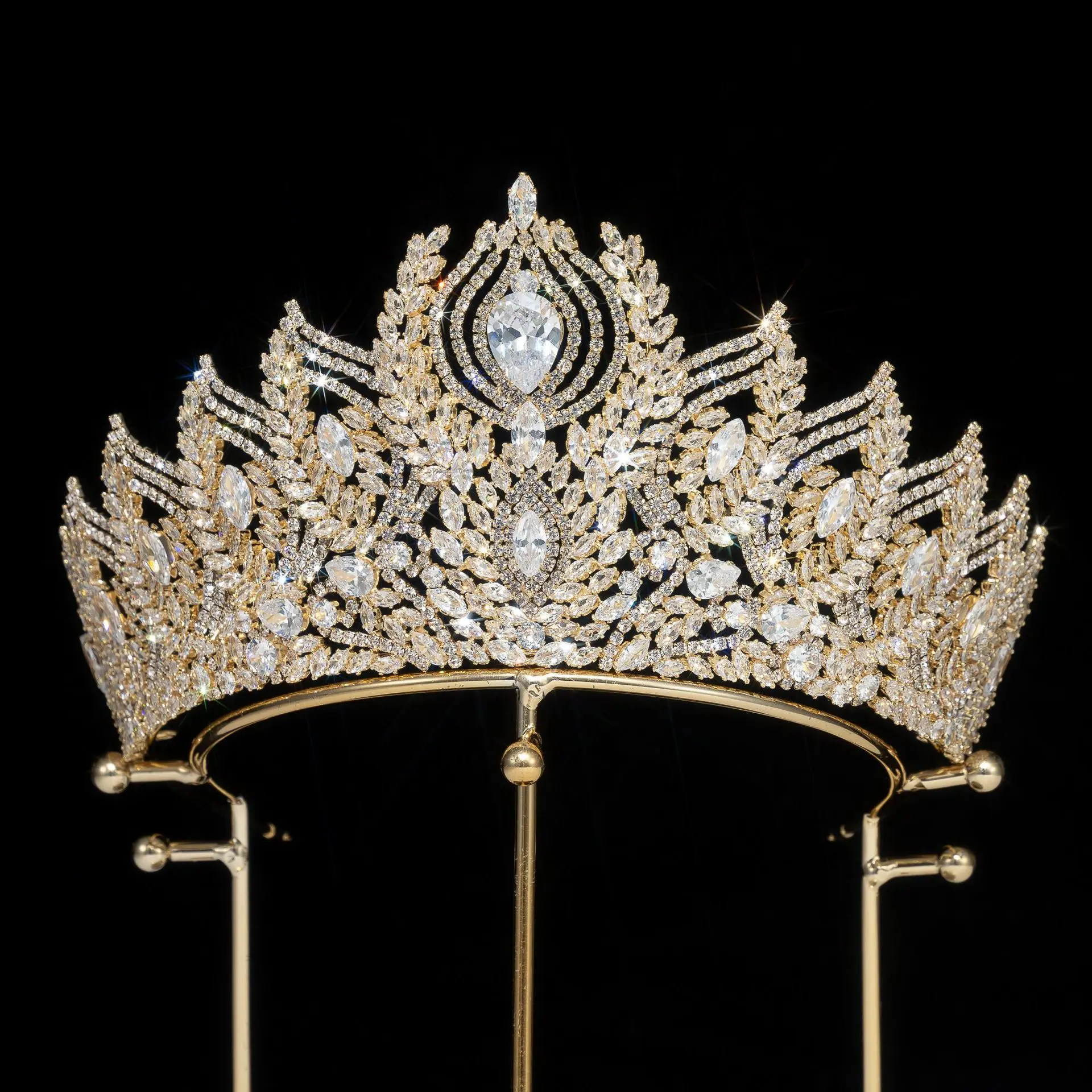

Cross border European and American high-end diamond bridal crown zircon crown headwear wedding headbands wholesale
