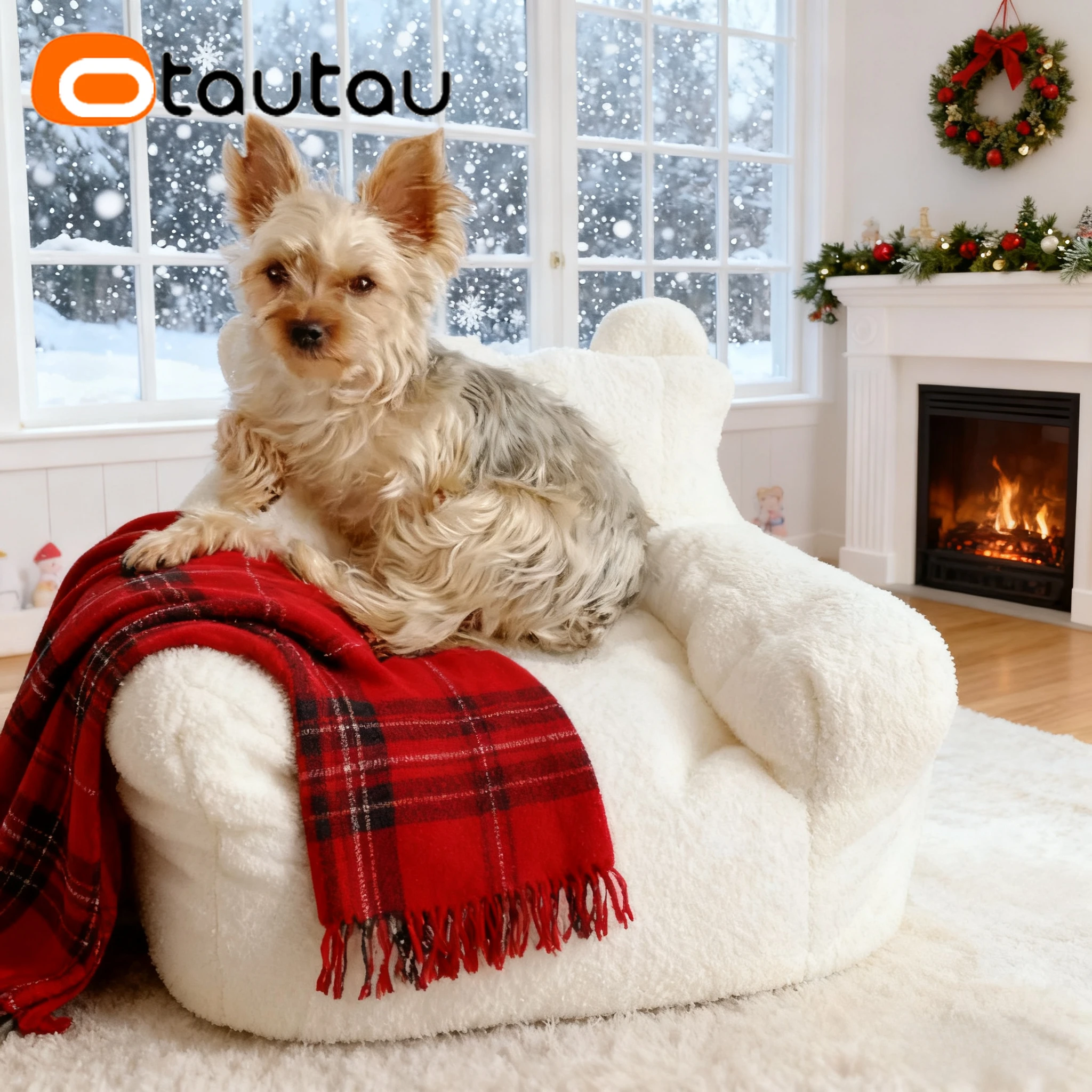 OTAUTAU Silla tipo puf para niños de 3 a 6 años, tamaño pequeño, con relleno, cordero sintético, regalo de Navidad para niños SF014