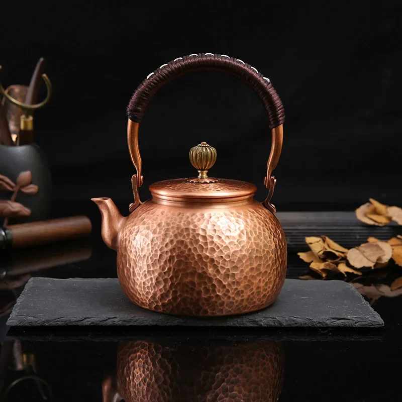 Vintage tea pot 600ml Portable teapot Hand made copper pot Stove boiled Tea kettle Charcoal fire Making tea infuser pot Teaware