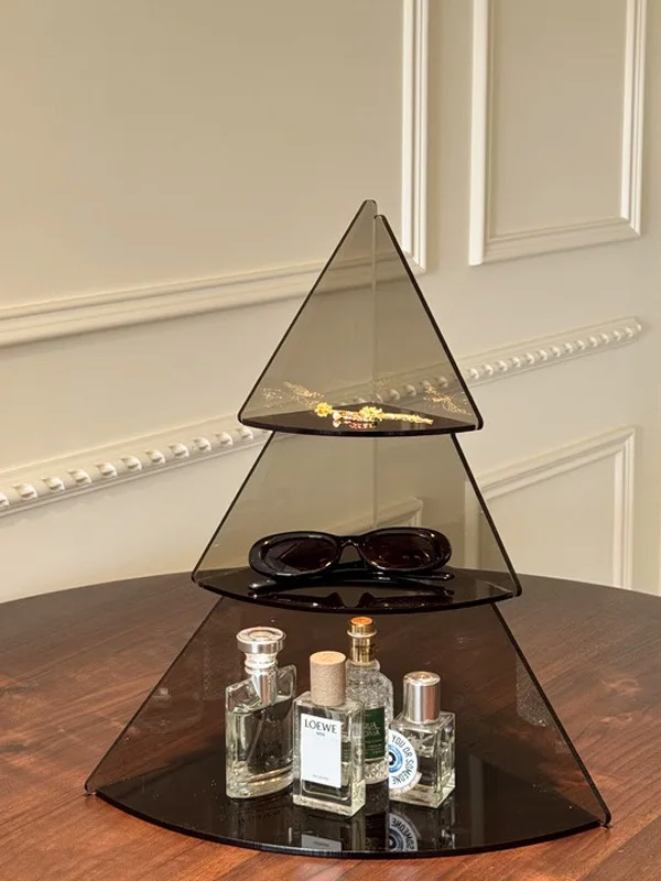 

Acrylic Corner Desktop Organizer Cosmetic Storage Box Perfume Table Wall Cup Holder Transparent Bla Home Furniture Ra