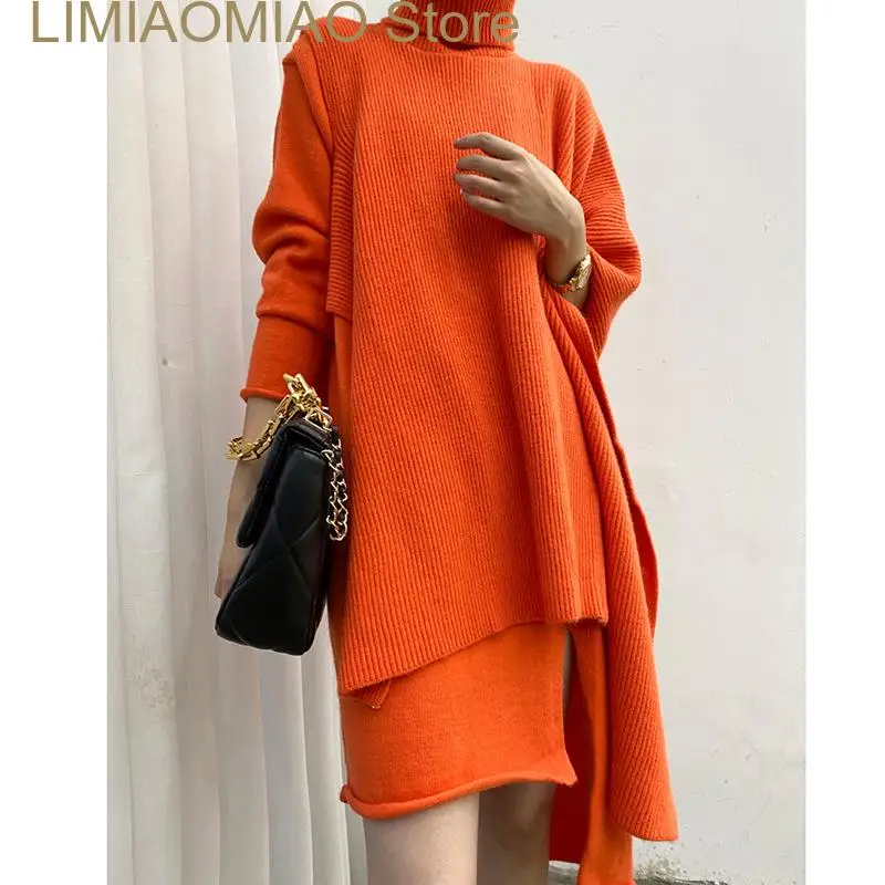 

New Brand famous Irregular Style Vintage party knitted poncho cape two pieces set