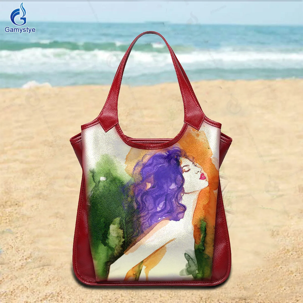 Art Hand Painted  Graffiti Girl Bags Real Cowskin Leather Women Bags