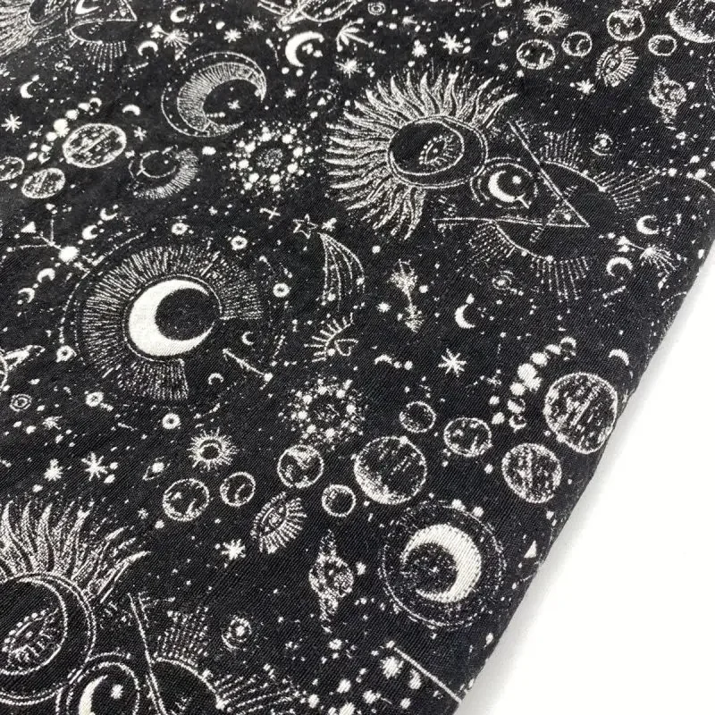 Black and white minimalist abstract starry sky brilliant weaving embroidery jacquard fashion fabric DIY sewing fabric