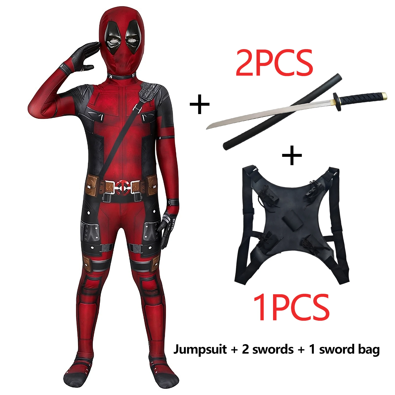 Image of Erwachsene Deadpool Kostüm Deadpool Kinder Anzug Cosplay Maske Anzug Superheld Kind Overall Halloween Kostüm Kind Overall Kind Set