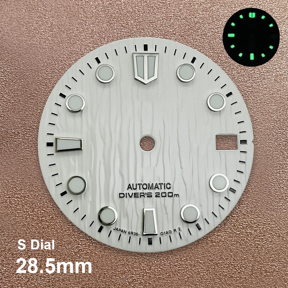 28.5 مللي متر S شعار الطلب مناسبة ل NH35/NH36/7S/4R الحركة اليابانية C3 الأخضر مضيئة ساعة عالية الجودة تعديل الملحقات