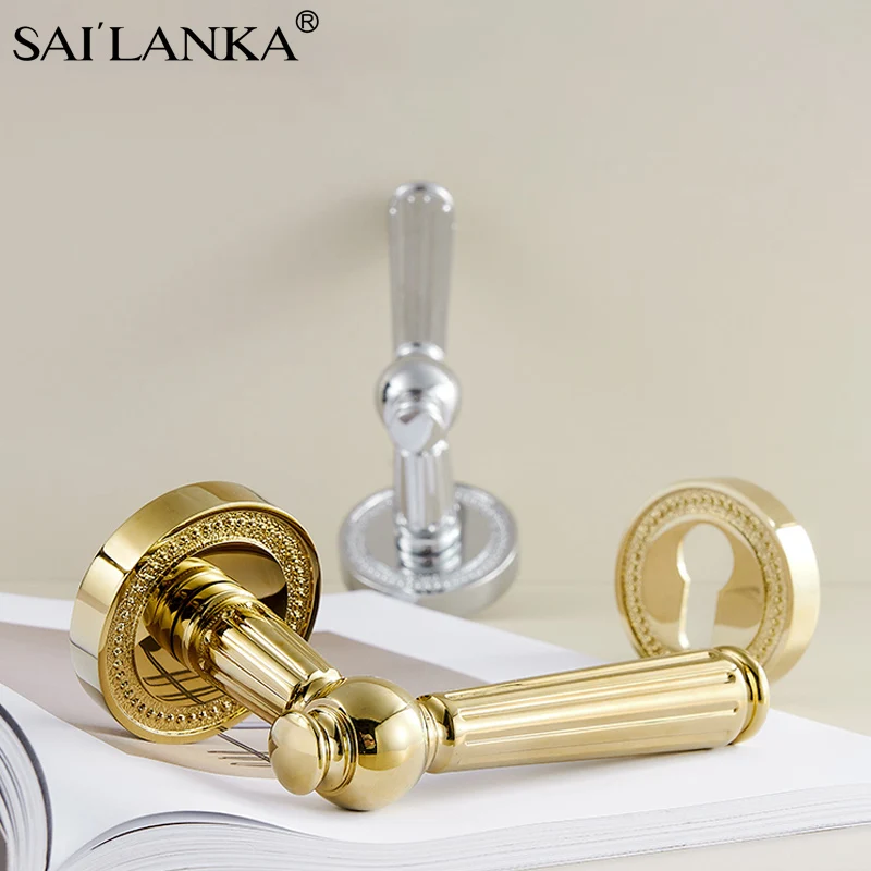 Imagem -02 - Sailanka-interior Maçaneta da Porta de Madeira Europeu Door Lock Anjo Household Handle Separar Mute Door Lock Acessórios de Hardware