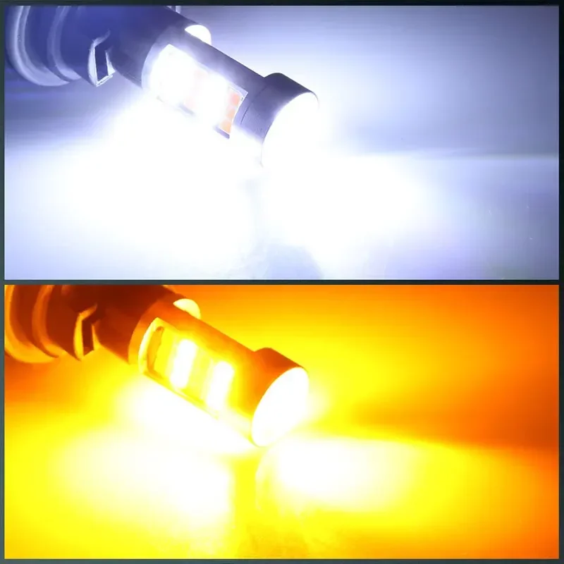 2 قطعة T25 3157 ثنائي اللون P27/7 واط 42SMD السوبر مشرق سيارة عكس مصباح النهار تشغيل ضوء بدوره إشارة الفرامل عكس ضوء 12 فولت #4