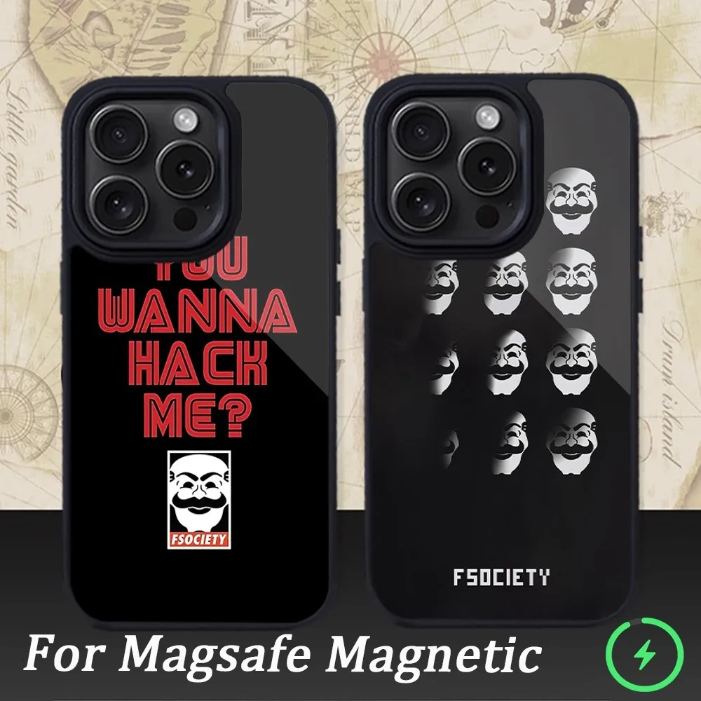 

Магнитный чехол Mr. Robot TV для iPhone 15 14 13 12 11 Pro Max Plus, чехлы для Macsafe