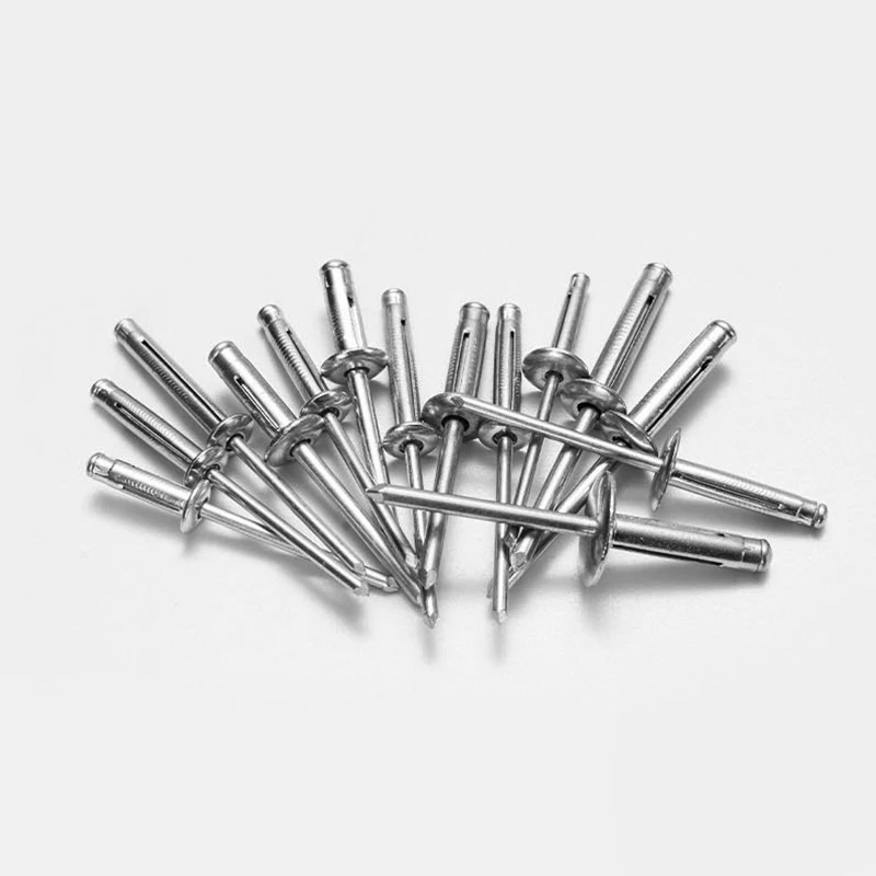 30/50pcs Silver Pop Folding Blind Rivet Aluminum Alloy Rivet Fold Type 3.2mm 4.0mm 4.8mm Steel Shank Mandrel Exhaust Rivets