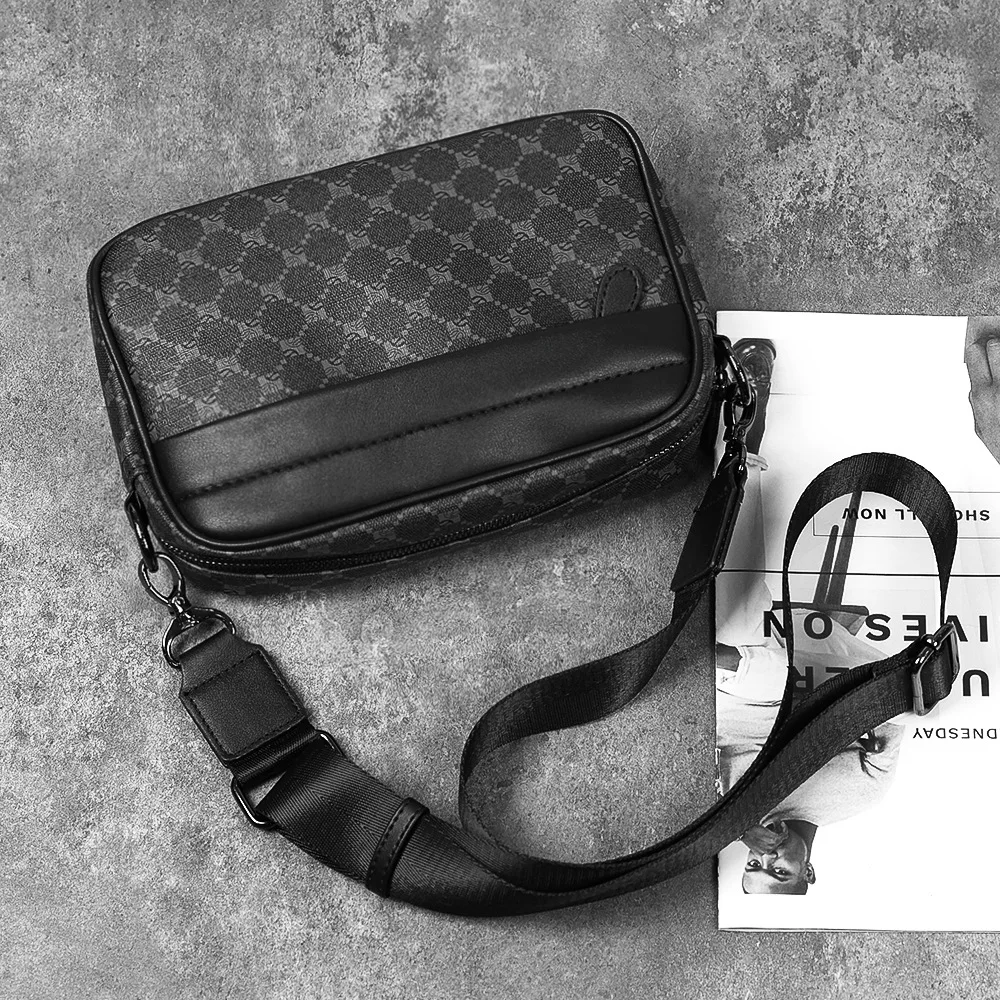 Modische karierte Herren-Umhängetasche, luxuriöse Leder-Schultertasche für Herren, Business-Umhängetaschen für Herren, Handtaschen, Satchels, Herren-Geldbörse – Detail 8