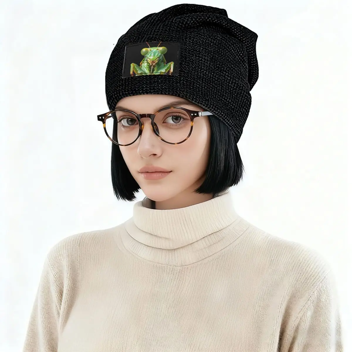 Green Praying Mantis, Eerie Insect Art Warm Fleece-Lined Cap Hip Hop Bonnet Hat Autumn Winter Outdoor Beanies Hats for Men Women