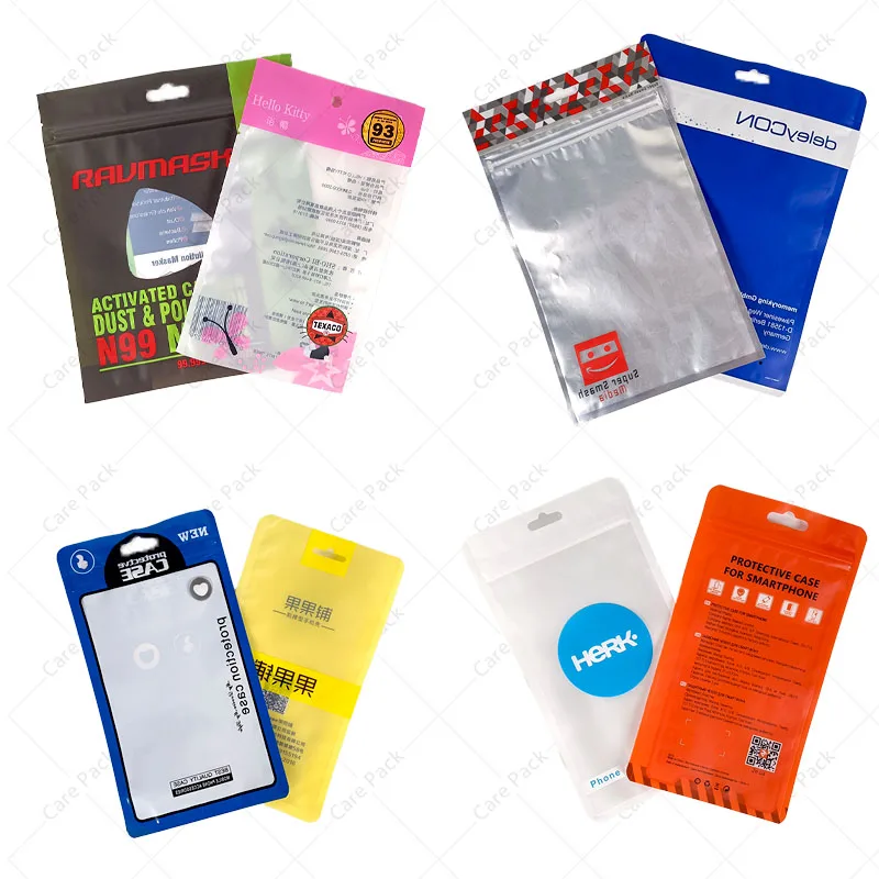 2025customized.Mobile Phone Accessories Plastic Zipper Bag Protective Cases Top Ziplock Cell Phone Pack