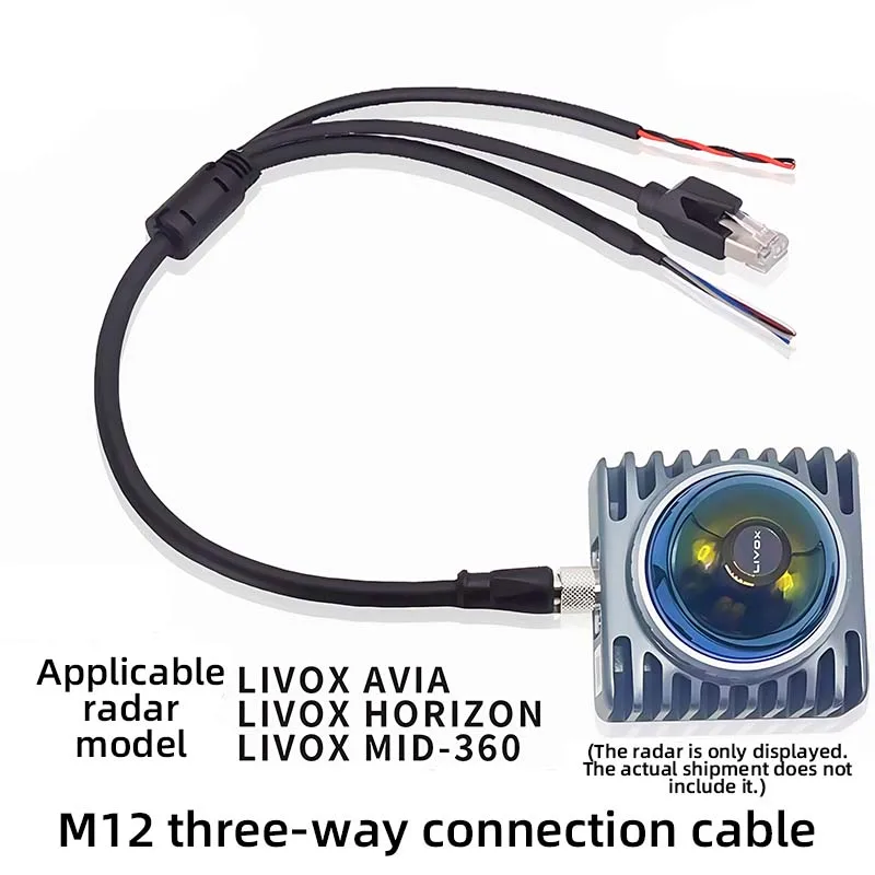 

Compatible with Mid360 LiDAR cable, Livox aviation plug 1-inch three-wire Mid-70 avai power cord