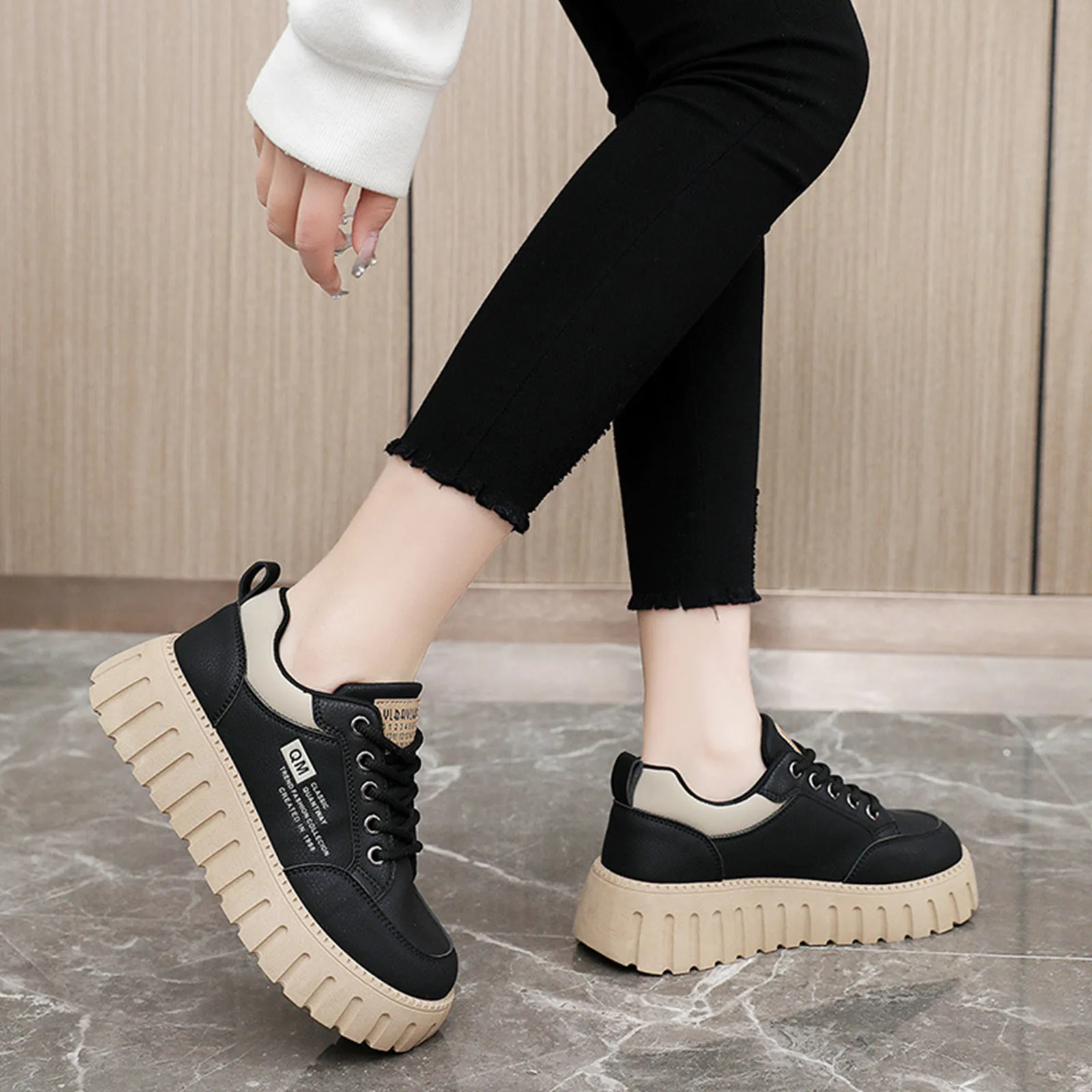 2024 Women Shoes Spring Summer Height Increasing Board Shoes Wear-resistant Street Photography Trend Student Shoes image 5