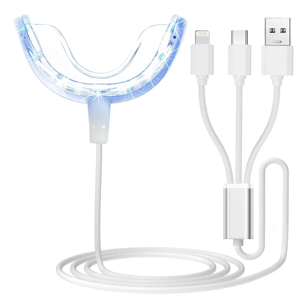 Teeth Whitening Accelerator Light, 16x More Powerful Blue LED Lights Mouth Tray Teeth Whitening Enhancer Light Trays Home Use
