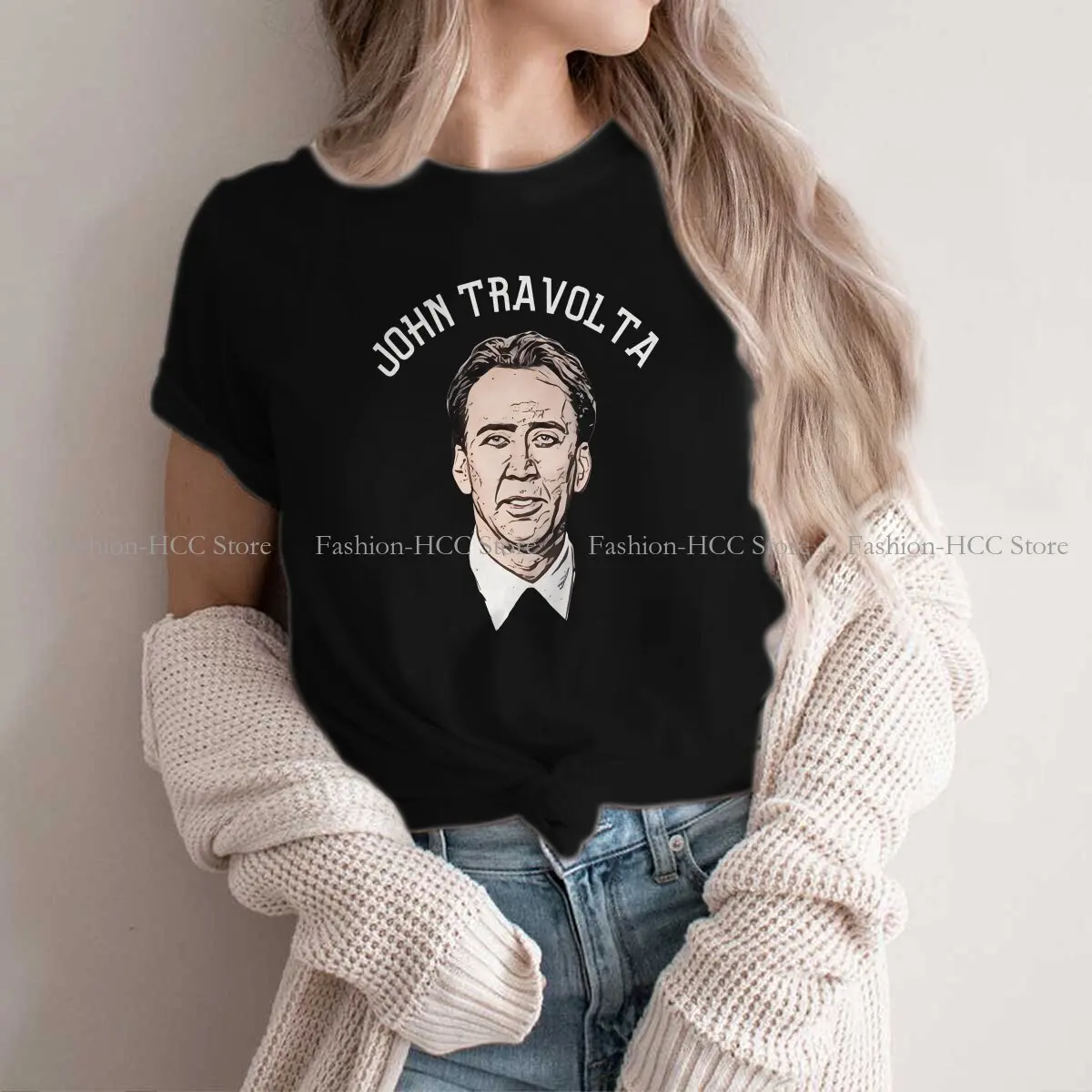 Sports Ed  As John Travolta Unique Polyester TShirt Nicolas  Cage Top Quality New Design Gift Idea  T Shirt Short Sleeve