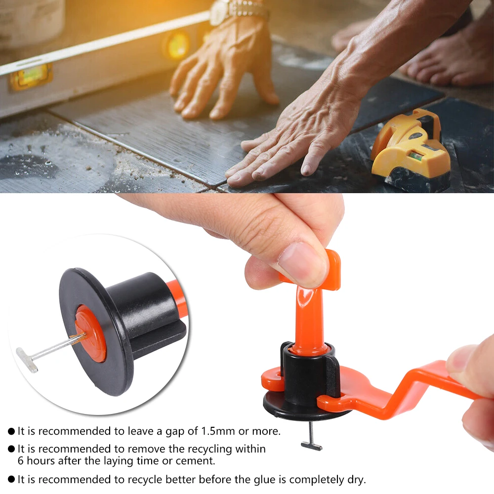 Reusable Tile Leveler Spacers Tile Leveling System Kit with Cross-shaped Tile Spacers Tools for Wall Floor Tile Adjustment