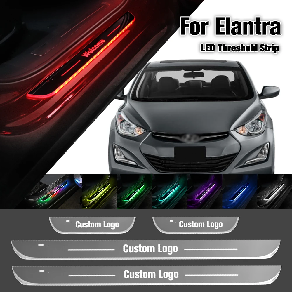 

For Hyundai Elantra 2000-2023 Car Door Sill Light Customized Logo LED 2016 2019 2020 Welcome Threshold Pedal Lamp Accessories