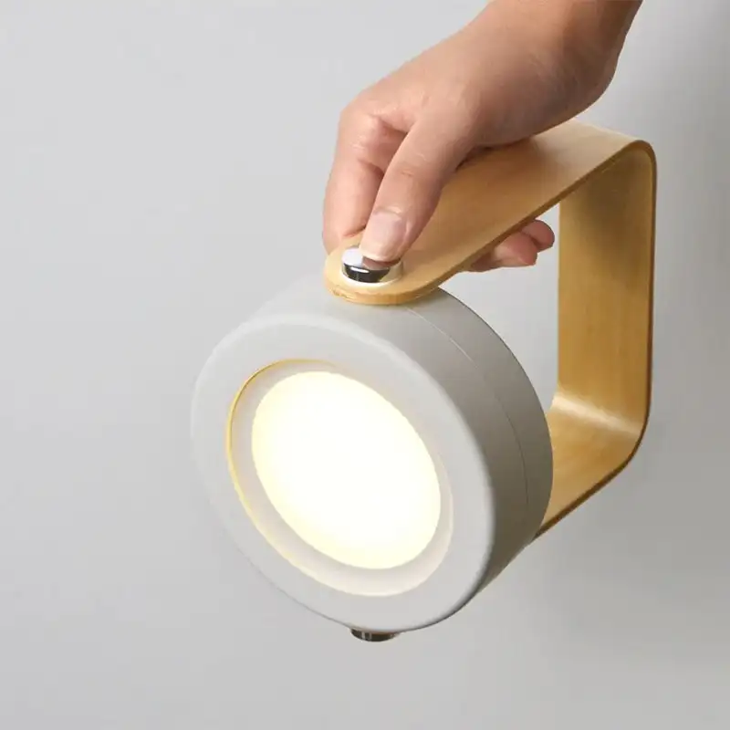 Creative Wooden Handle Telescopic Folding Led TouchLamp Charging Night Light Reading Portable Lantern Lamp