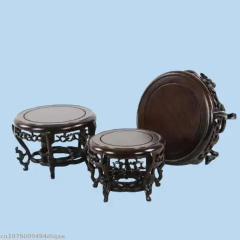 3 개의 하이 엔드 단단한 나무 디스플레이 랙 미니어처 모델 조각 디스플레이 받침대 홈 다락방 꽃 냄비 식물 랙