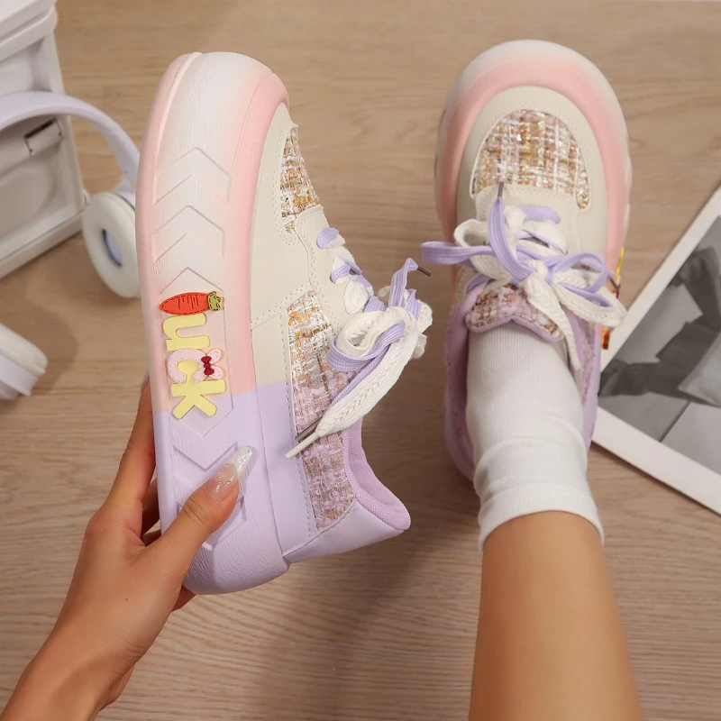 5CM Kawaii Summer Casual Platform Sneakers for Spring Women Heightened Thick Sole Skateboard Shoes Fashion Trend Bread Shoes