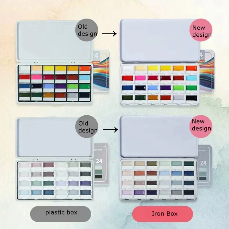 Hochwertiges, halbtransparentes Aquarellfarben-Set mit Pinsel, 24 Farben, Wasserfarbenpigment zum Malen, Künstlerbedarf – Detail 3