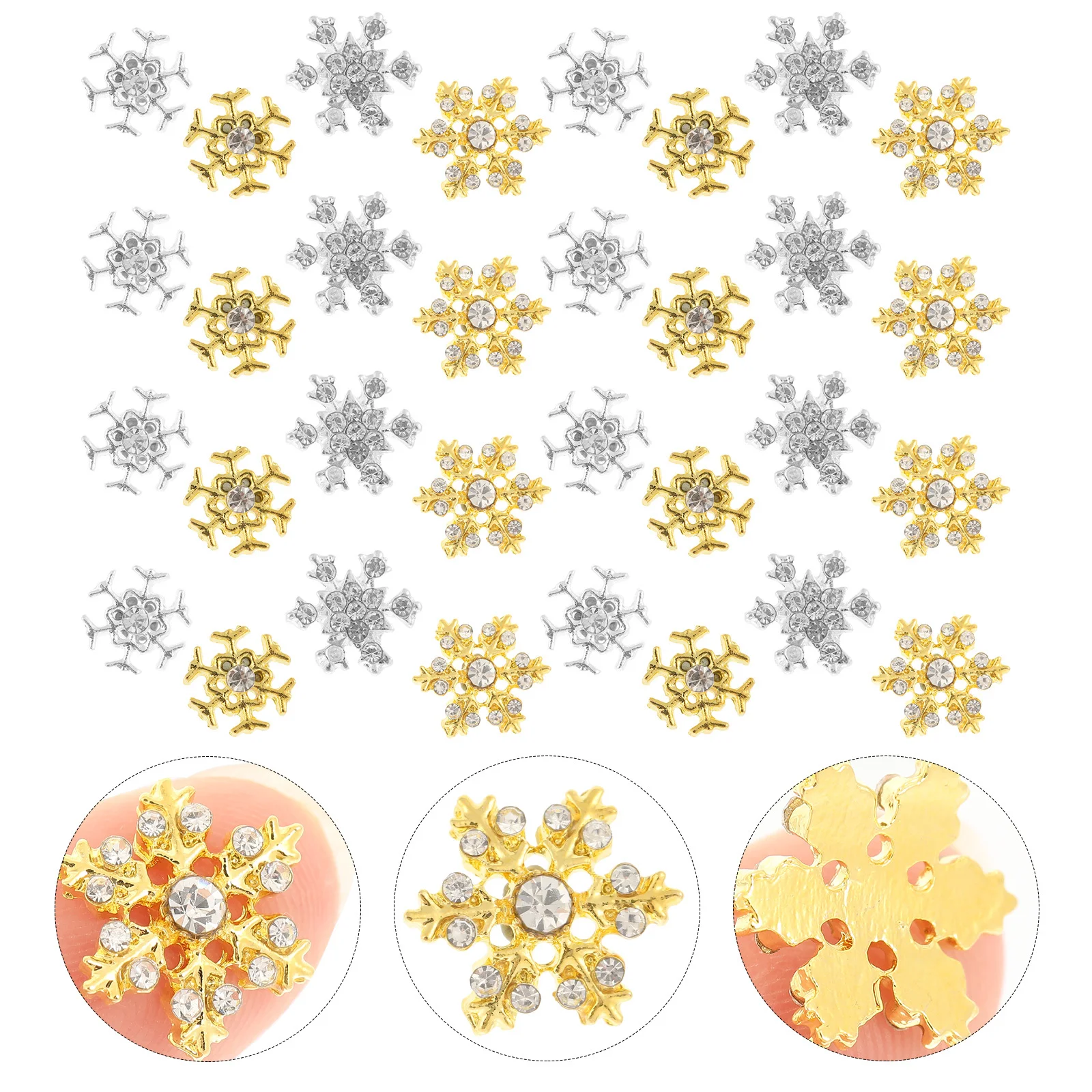 40 Uds. Adorable copo de nieve decoración de uñas aleación delicada elegante fiesta decorativa arte de uñas DIY decoración de copo de nieve delicada